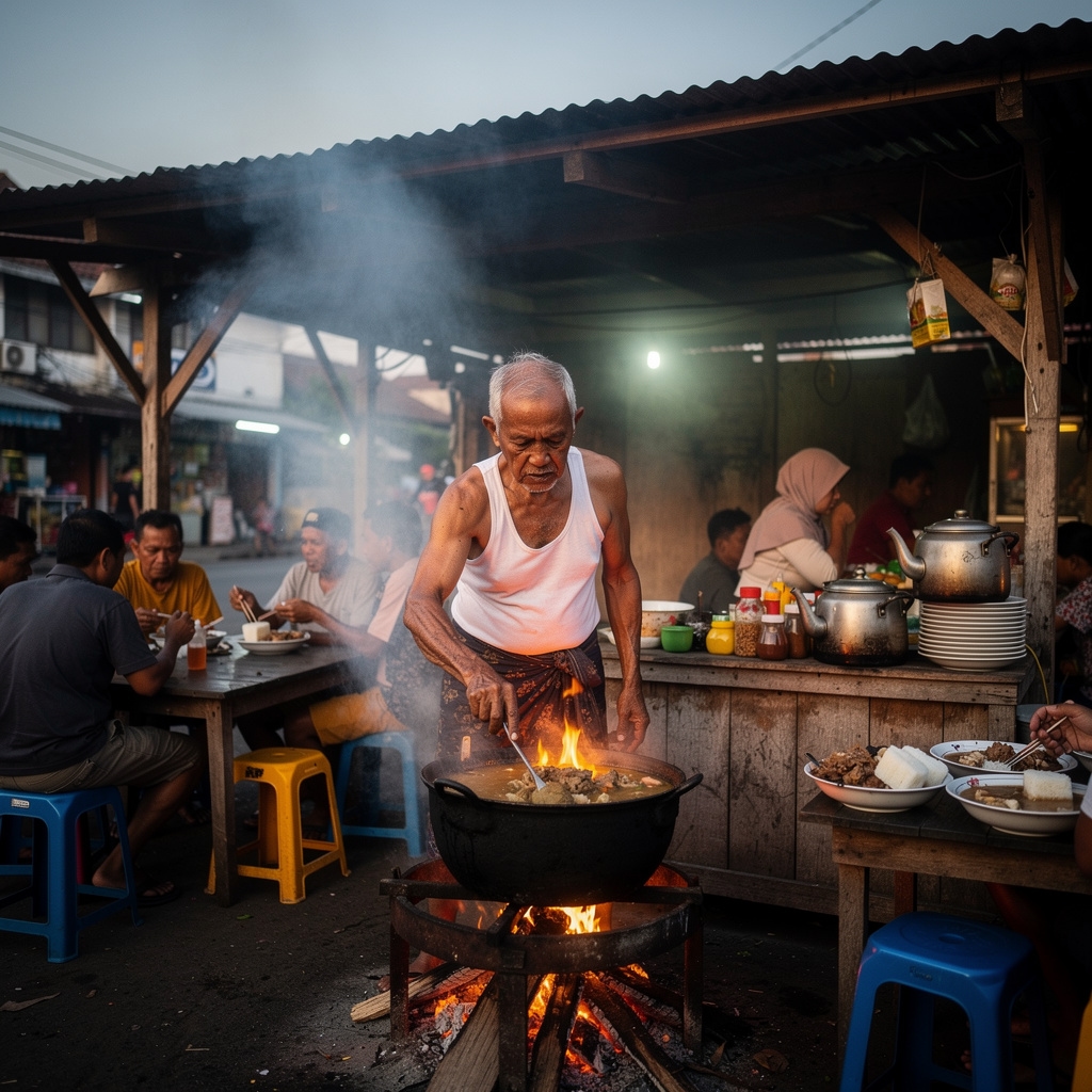 Semangkuk Coto Makassar di warung legendaris Sulawesi Selatan